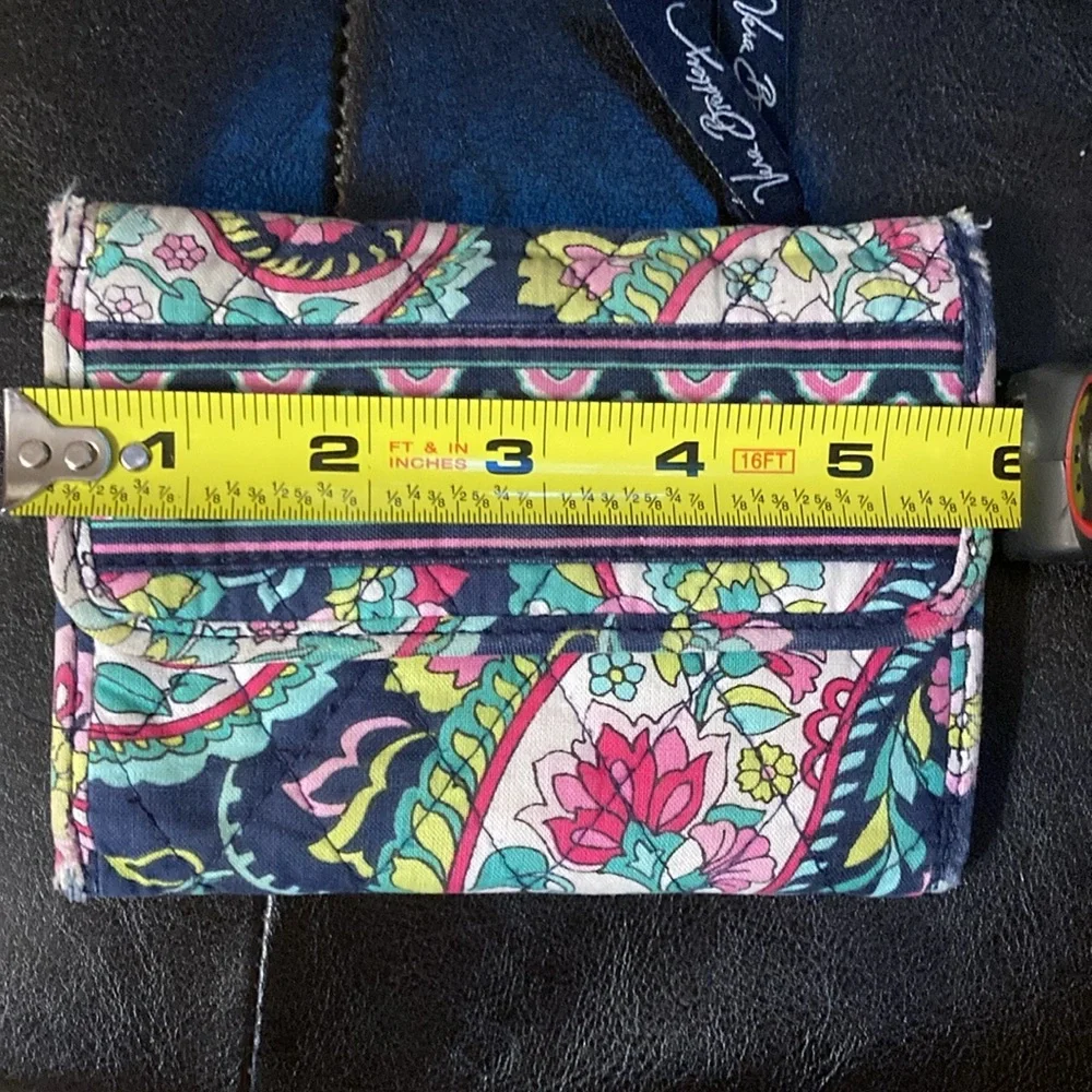 GUC Vera Bradley blue,pink flower wallet w/ID/CC holder w/sm pink shopping bag